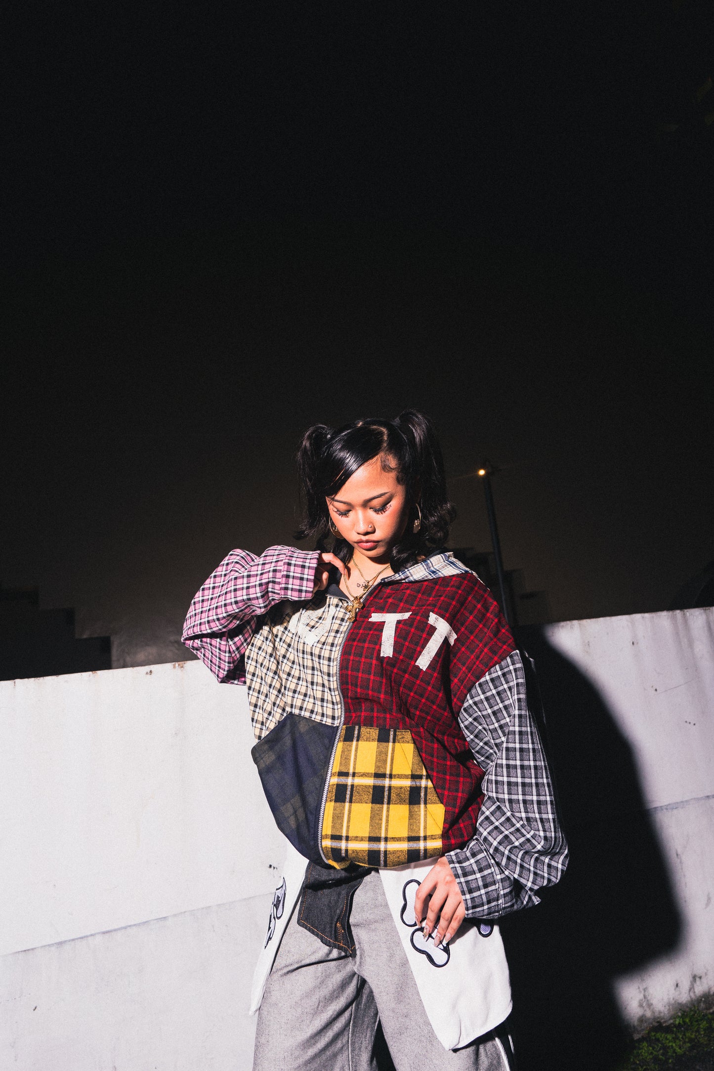 MUTT PATCHWORK PLAID HOODIE